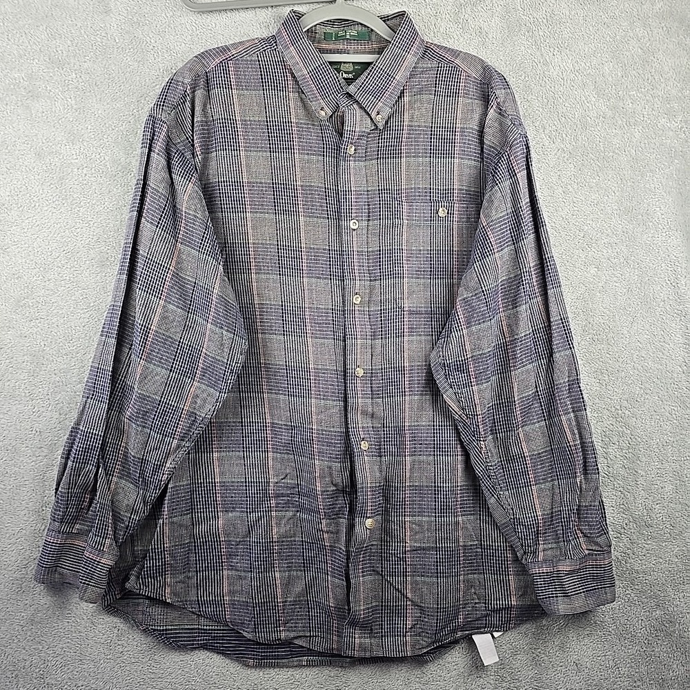 VTG Orvis Button Shirt Mens Size XL Gray Plaid Cotton Long Sleeve Outdoors